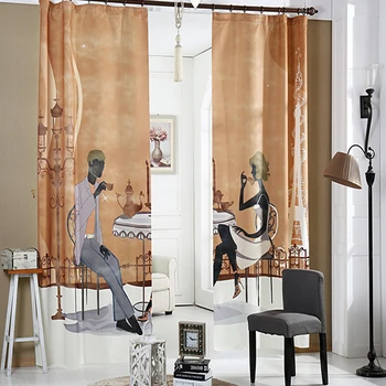 

Modern City Life 3D Window Curtain for Living Room Home Decoration 2pc 1.4mx2.7m X2 PANEL Lover Coffee Life Bedroom Curtain