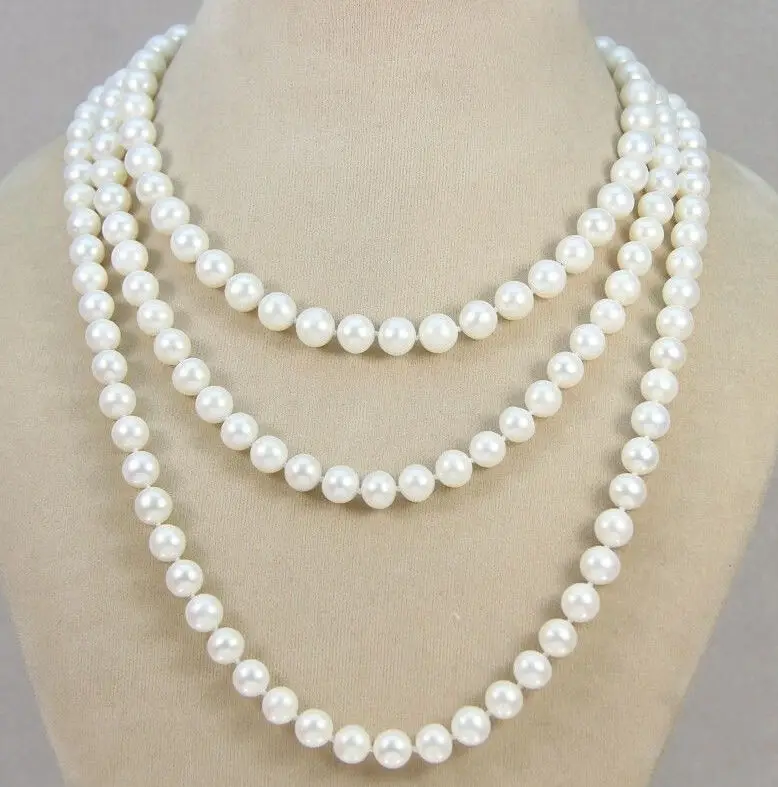 

Hot sell Noble- Free shipping@@@@@ Hot New AA 8-9mm white Natural freshwater pearl necklace 50inch