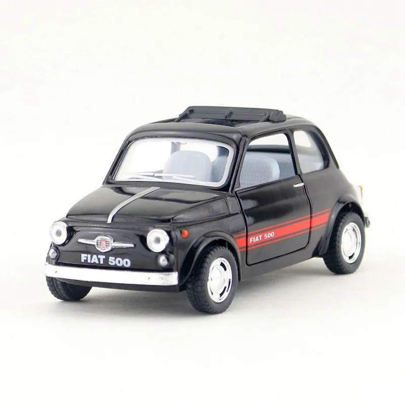/KiNSMART игрушка/литая под давлением классическая модель/1:24 весы/Fiat 500/Откидная машина/образовательная Коллекция/подарок для детей - Цвет: Черный
