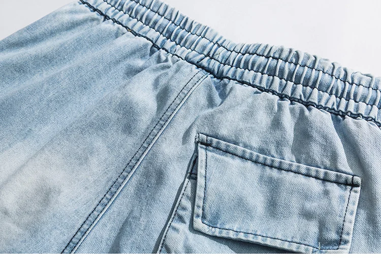 2019 хип-хоп джинсовые шорты мужские Harajuku Карго короткие трико для мужчин короткие уличная Летняя джинсовая ткань оверсайз-Шорты карманы