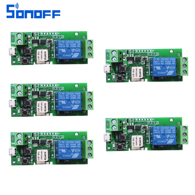 5PCS sonoff wifi switch module Inching Self Locking wireless Relay Smart home Automation for Computer access dc5V 1 channel 5PCS sonoff wifi switch module Inching Self Locking wireless Relay Smart home Automation for Computer access dc5V 1 channel