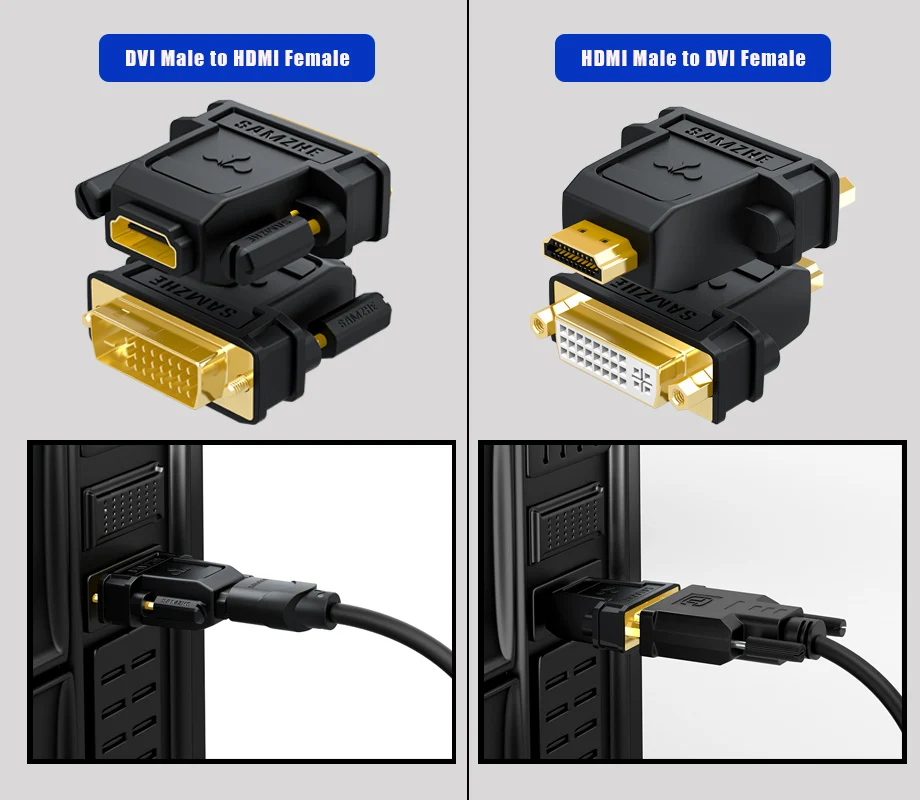 SAMZHE DVI 24+ 1 к HDMI адаптер HDMI Мужской к DVI Женский конвертер 1080P Поддержка компьютера для отображения экрана