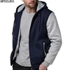 winter autumn men patchwork Sweatshirts warm fleece parkas hooded hoodies thick large size 8XL 9XL 10XL oversize hoody coat blue ► Photo 2/6