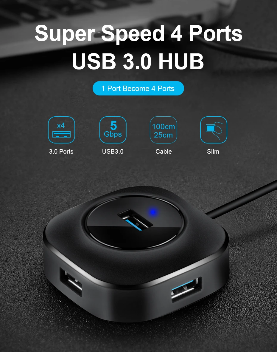 Múltiplo 3 Hab usb3.0 HUB Porta USB-Hub Expansor Para PC