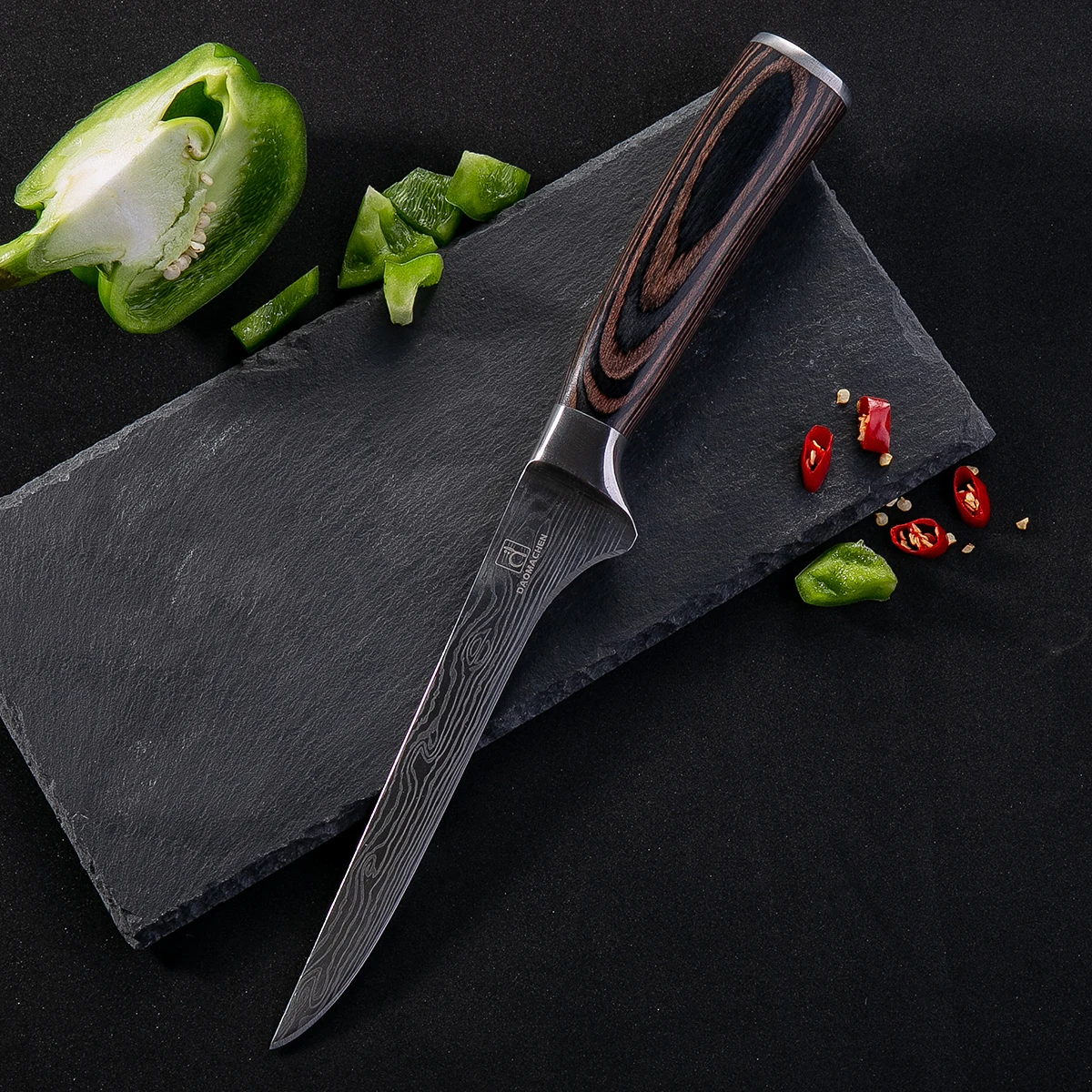 

DAOMACHEN 6inch boning knives Damascus pattern color wood handle 7cr17mov high carbon steel kitchen fish knife