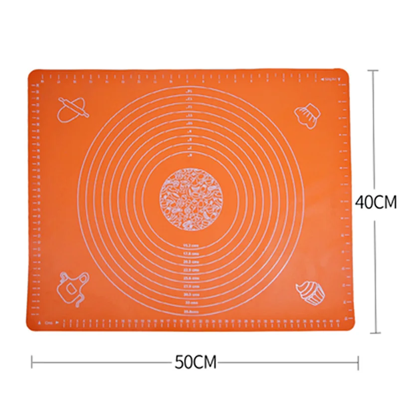 Силиконовый коврик для теста, антипригарный коврик для выпечки со шкалой, раскатка теста, коврик для теста, кондитерский лист, духовка, пищевой вкладыш, инструмент для выпечки - Цвет: 4050 Orange