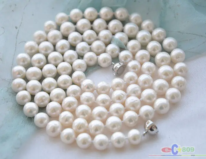 

Hot selling free shipping*******33" 10mm white round freshwater cultured pearl necklace