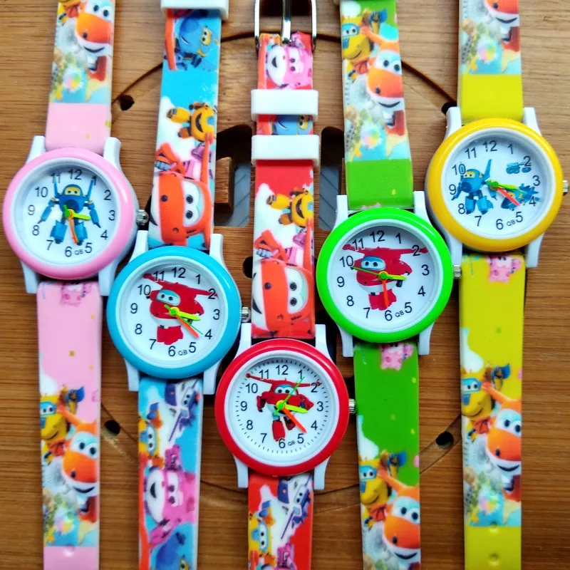 Printed strap High quality children watch Cartoon aircraft Child Watch waterproof kids watches for boy girl Christmas gift clock