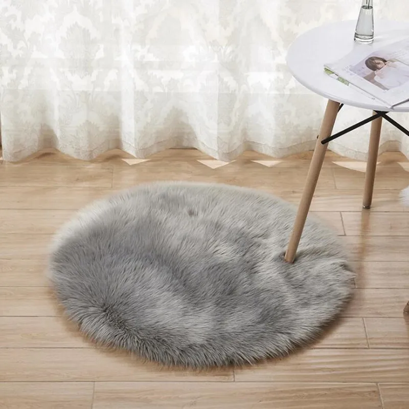 

15 Colors Sheepskin Wool Carpet Chair Cover Bedroom Faux Mat Seat Pad Plain Skin Fur Plain Fluffy Area Rugs Washable