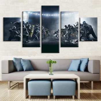 

5 Piece HD Printed Shooting Video Game Tom Clancy's Rainbow Six Siege Poster Wall Picture for Living Room Wall Decor Canvas Art