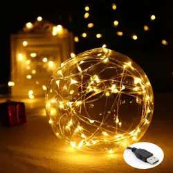 Светодиодный Фея огни строки Рождественские декоративные лампочки открытый новогодние гирлянды USB 5 V 10 M 100 светодиодный водонепроницаемый