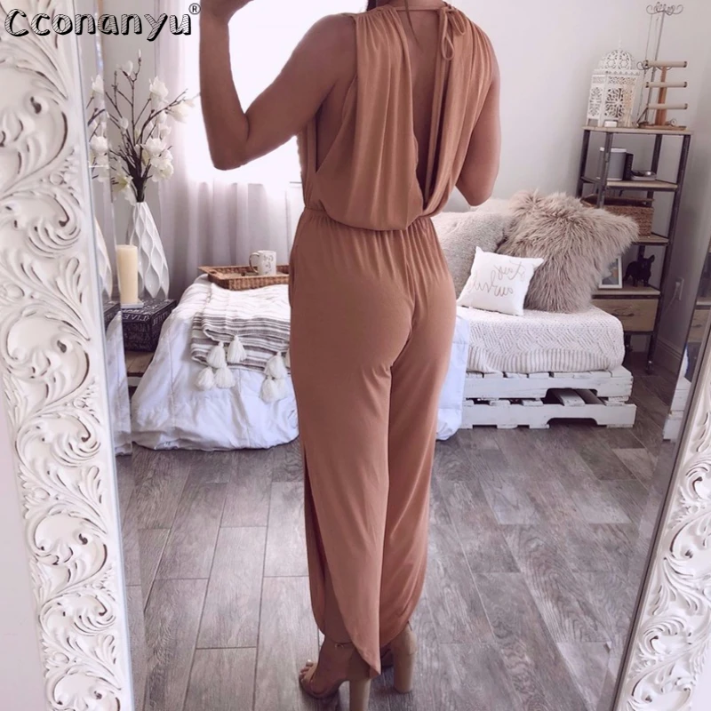 Women Sexy Deep V-Neck Asymmetrical Jumpsuits 2019 Loose Backless Party Club Jumpsuits Pockets Split Female Jumpsuits Bodysuits Women Sexy Deep V-Neck Asymmetrical Jumpsuits 2019 Loose Backless Party Club Jumpsuits Pockets Split Female Jumpsuits Bodysuits