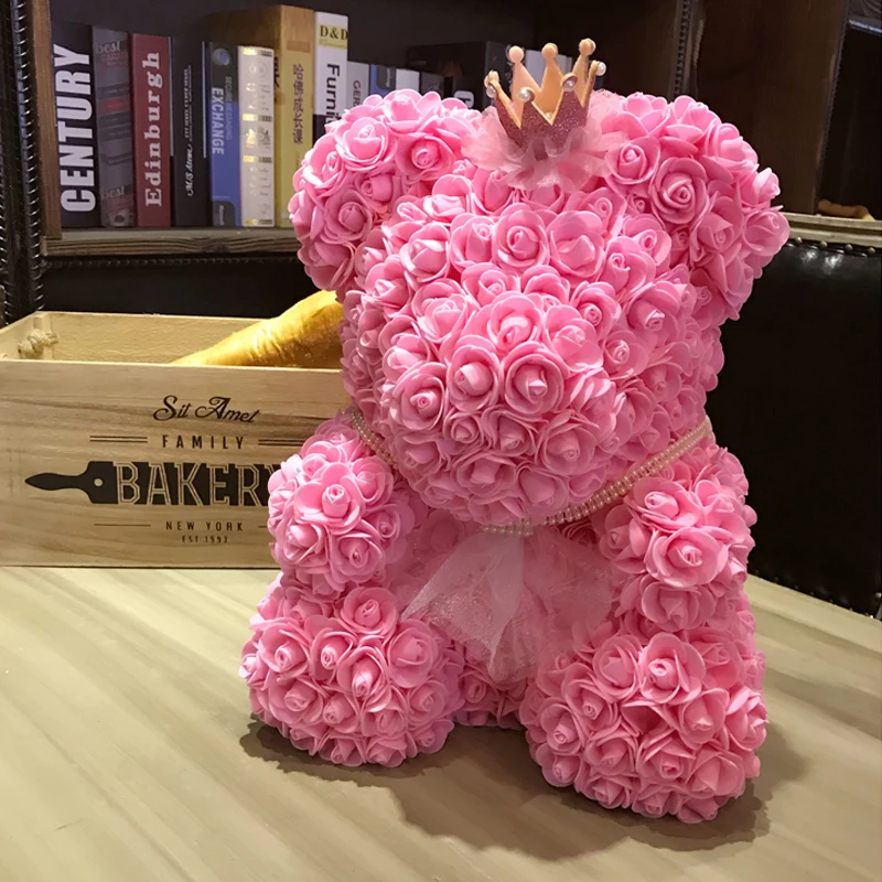 Foam Bear Mold PE Rose Artificial Flower Heads Rose Bear White Mold and Gift Box DIY Rose Bear Accessories Bag