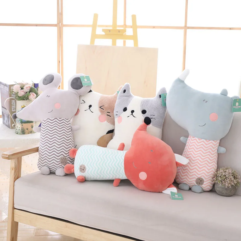 

Nooer Cat Fox Rhinoceros Mouse animal Stuffed plush toy Soft pillow Kids Doll Child comfort toy furniture decorative pillow