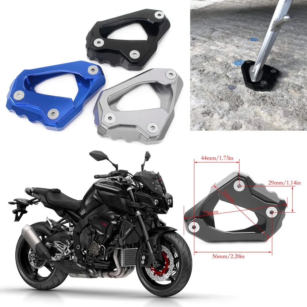 Motorcycle Kickstand Foot Side Stand Extension Pad Support Plate For