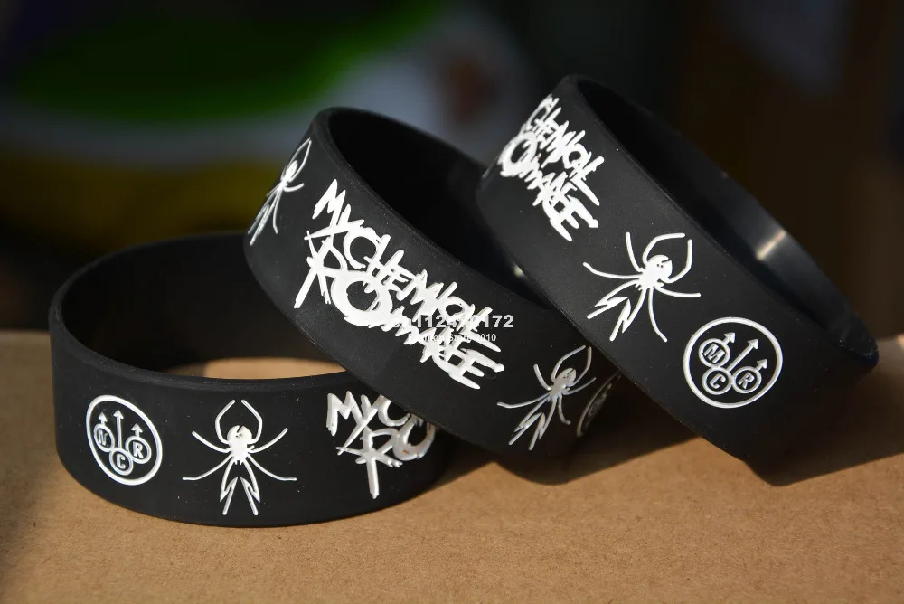 MY CHEMICAL ROMANCE Silicone 1&quot Wide Filled in Colour Wristband Bracelet 50pcs/lot free shipping |