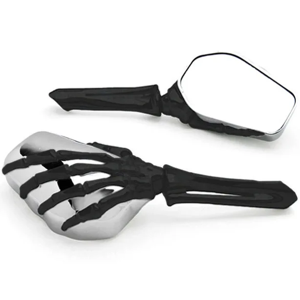

Free Shipping Black/Chrome Skeleton Hand Motorcycle Mirrors For Harley Davidson Softail FXSTI Custom