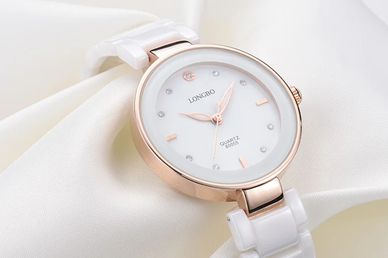 LONGBO Модные женские роскошные часы керамические белые кварцевые часы женские повседневные Простые водонепроницаемые наручные часы подарки женские часы