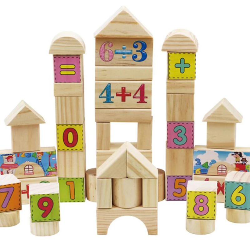 

53pcs Wood Puzzle Bricks Kids Early Learning Math Toy Digital Numbers Educational Puzzle Wooden Toys For Children