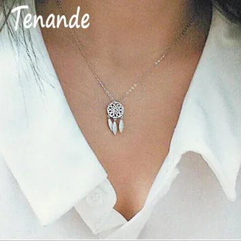 

Tenande 2 Color Fresh Style Charm Jewelry Hollow Geometric Patterns Leaves Tassel Necklaces & Pendants for Women Party Jewelry