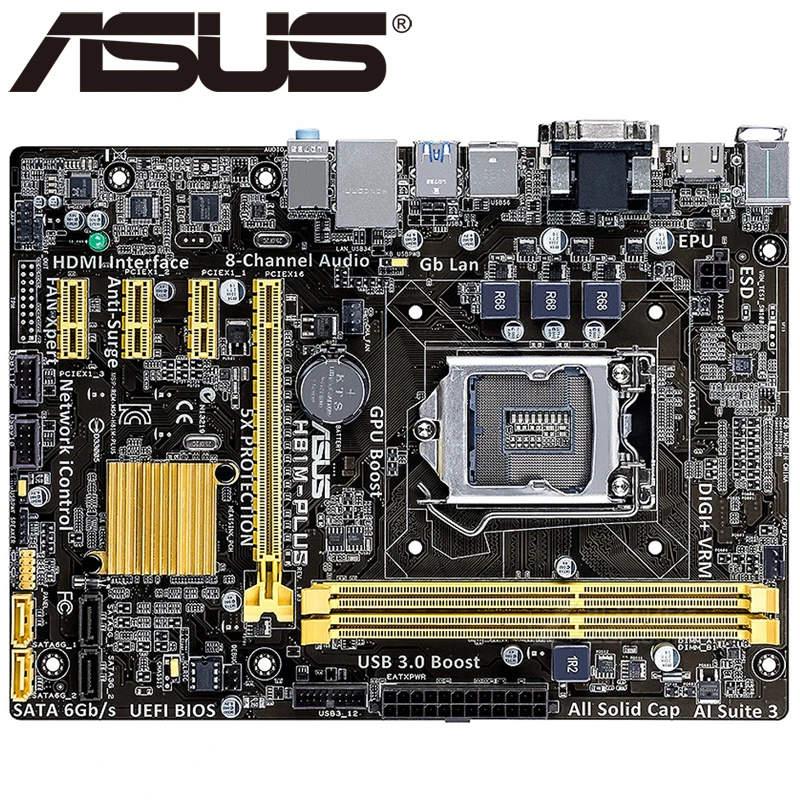 Настольная Материнская плата Asus H81M PLUS H81 Socket LGA 1150 i3 i5 i7 DDR3 16G Micro ATX UEFI BIOS