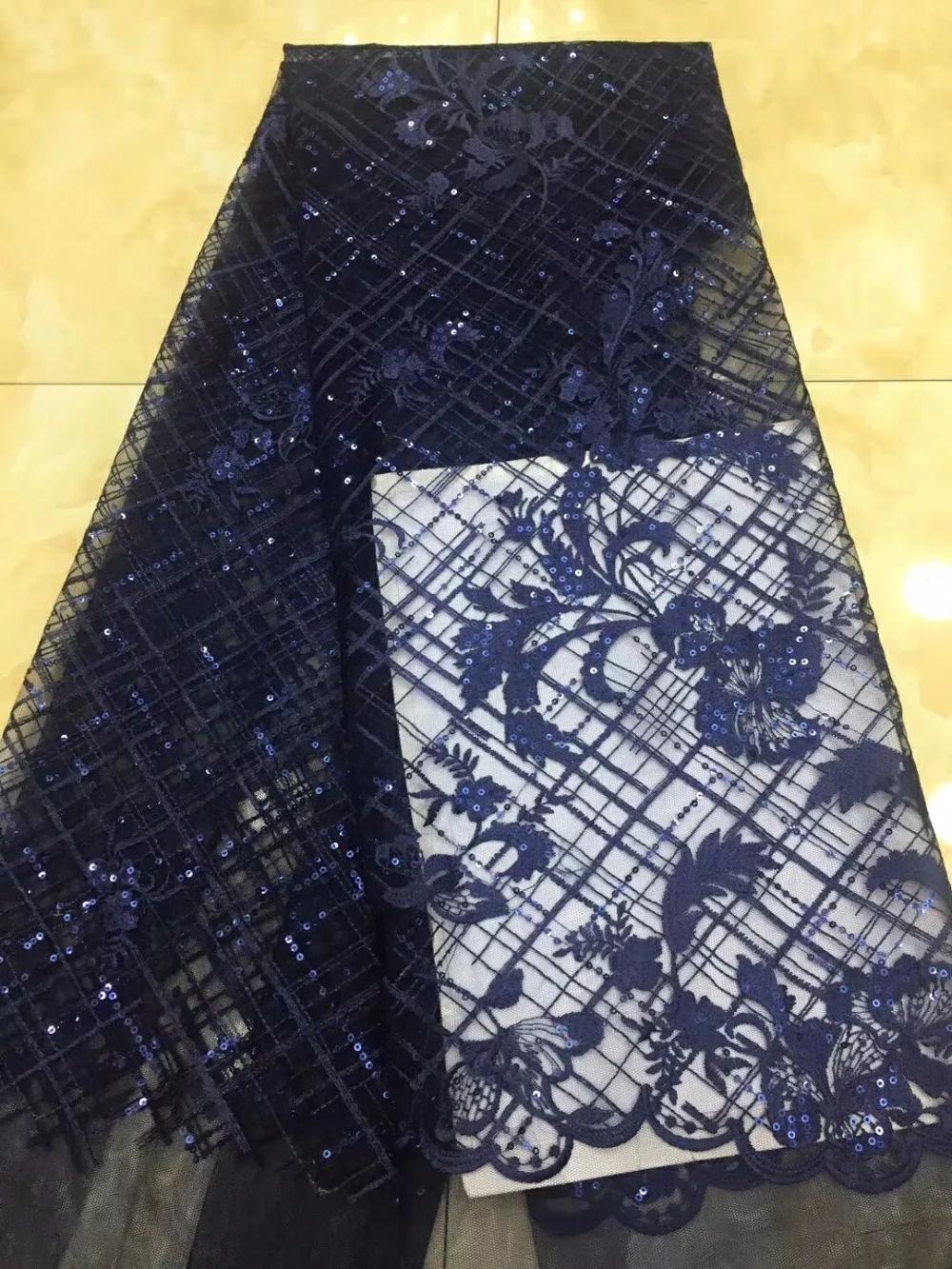 DarkblueAfricanLacesFabricsEmbroiderednigerianGuipureFrenchLaceFabricHighquality