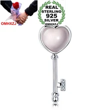 OMHXZJ ключ розовый кварц женщина девушка подарок Циркон 925 Серебряный кулон Подвески PE127(не цепь Цепочки и ожерелья