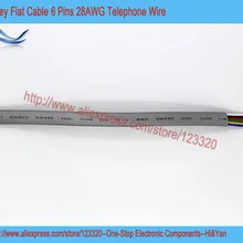 1 м/лот 6Pin серый плоский Электрический провод кабель 6 ядер телефонный провод с 6P 28AWG Электрический провод