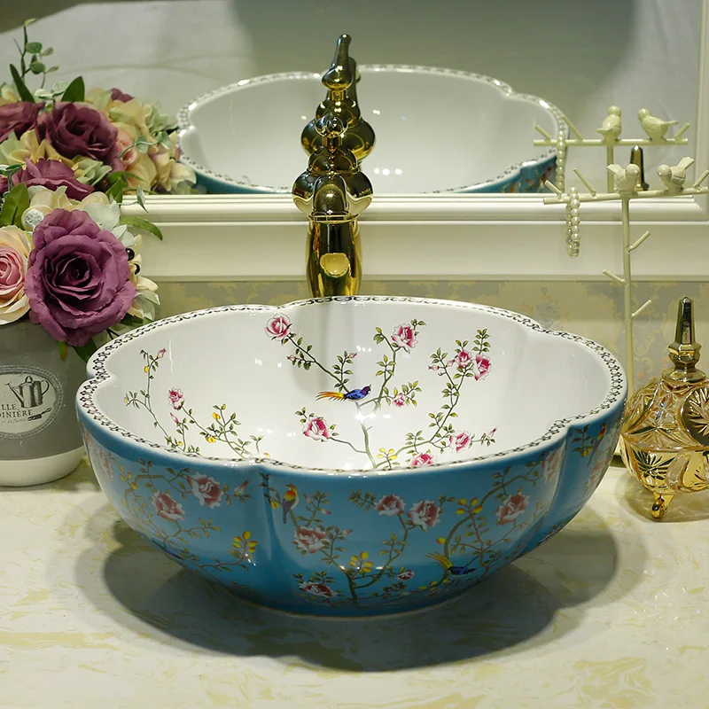 Jingdezhen Bathroom ceramic sink wash basin Counter Top Wash Basin Bathroom Sinks antique sink vanity (6)