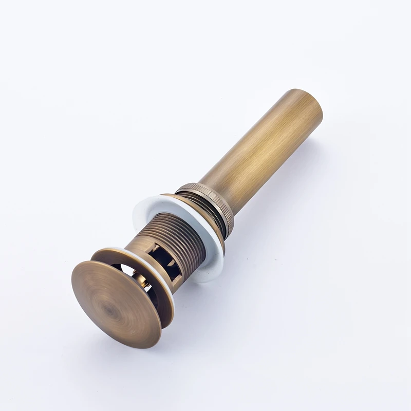 Antique Brass Pop Up Drain Bathroom Basin Tub Tap Sink Drain Waste With Overflow For Bathroom