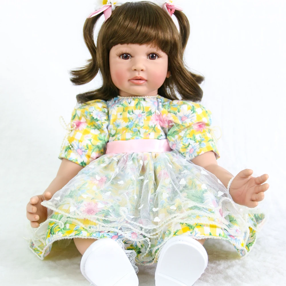 60 см силиконовые игрушки Reborn Baby Doll, как настоящая виниловая кукла принцессы для маленьких девочек, прекрасный подарок на день рождения