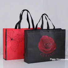 6 шт торговля Заказные водонепроницаемые нетканые сумки с ручками бабочки цветы напечатанные нетканые сумки для покупок HK111