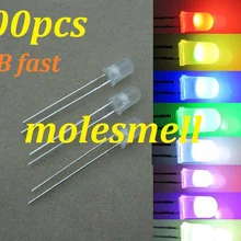 100 шт. 5 мм Рассеянный свет RGB Радуга быстро мигает красного, зеленого и синего цвета светодиодный Светодиодный s молочно-белый объектив