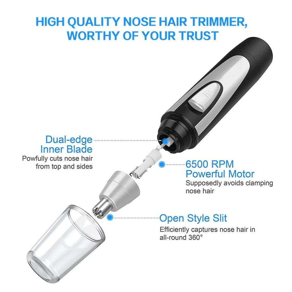 Портативный размер на батарейках триммер для волос в носу резак машина для мужчин и женщин водонепроницаемый съемный триммер машинка для стрижки
