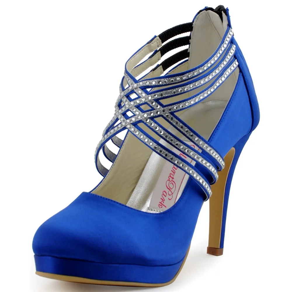 Women Shoes EP11085 PF Navy BLue High Heel Bridal Prom Party Evening