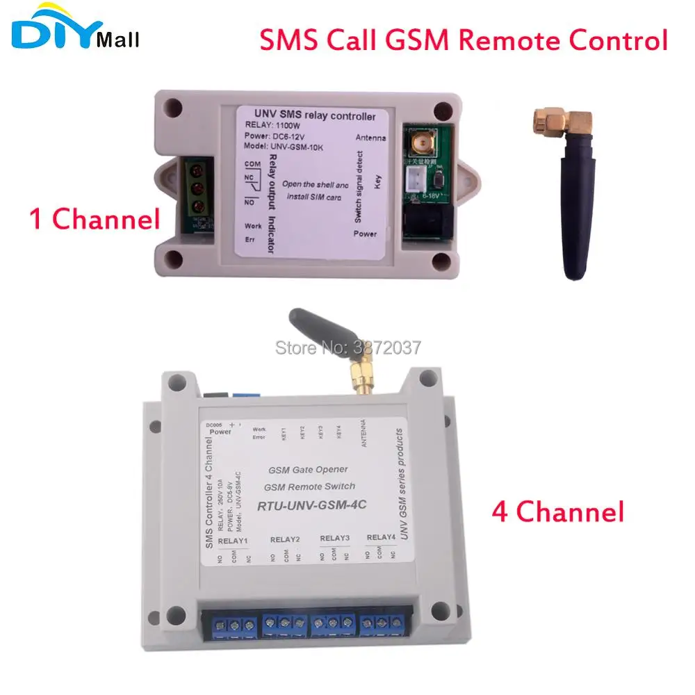 

2G Network 1/4 Relay Module with Case SMS Call GSM Remote Control Switch SIM800C STM32F103CBT6 for Greenhouse Oxygen Pump