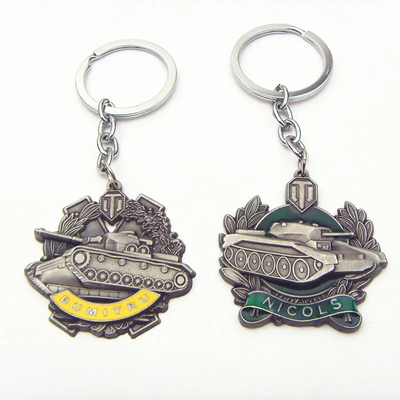 

World of Tanks Keychain Wot Dumitru Nichol Alloy Metal Medal Keyring Weapon Key Chain Ring Holder Gift Man Charm Accessories