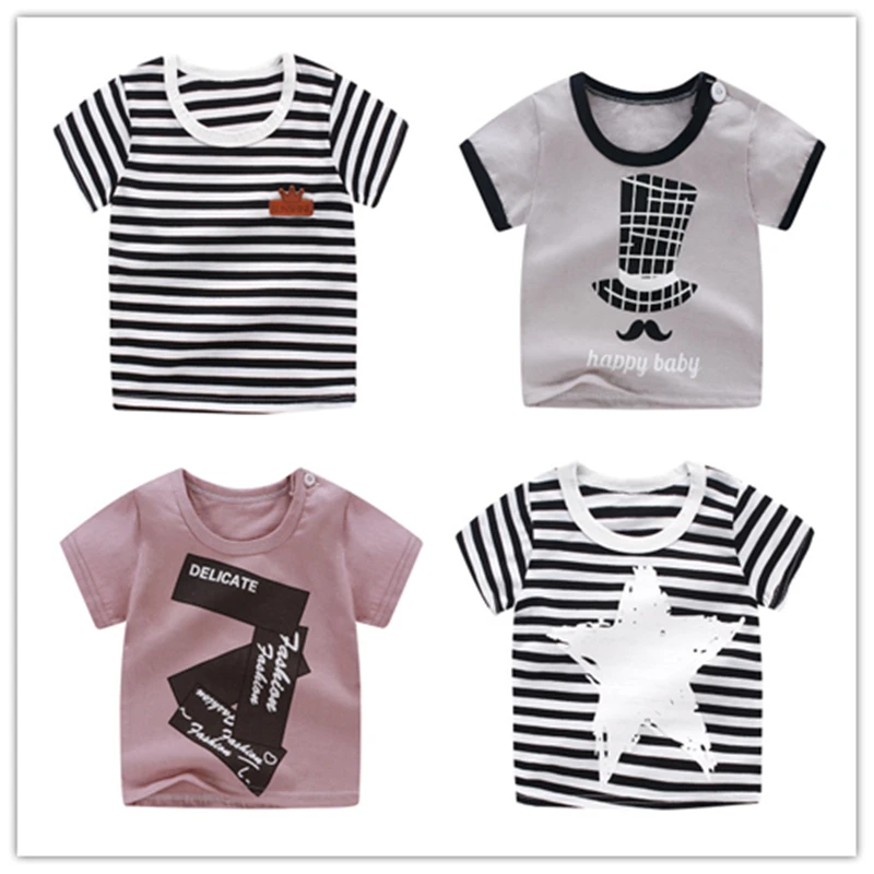 

Stripe T-shirt for Boy T-shirt for Girls 2019 Hot Summer Children's Cotton Short-sleeved T-shirt Newborn Shirt Baby Clothes 0-5Y