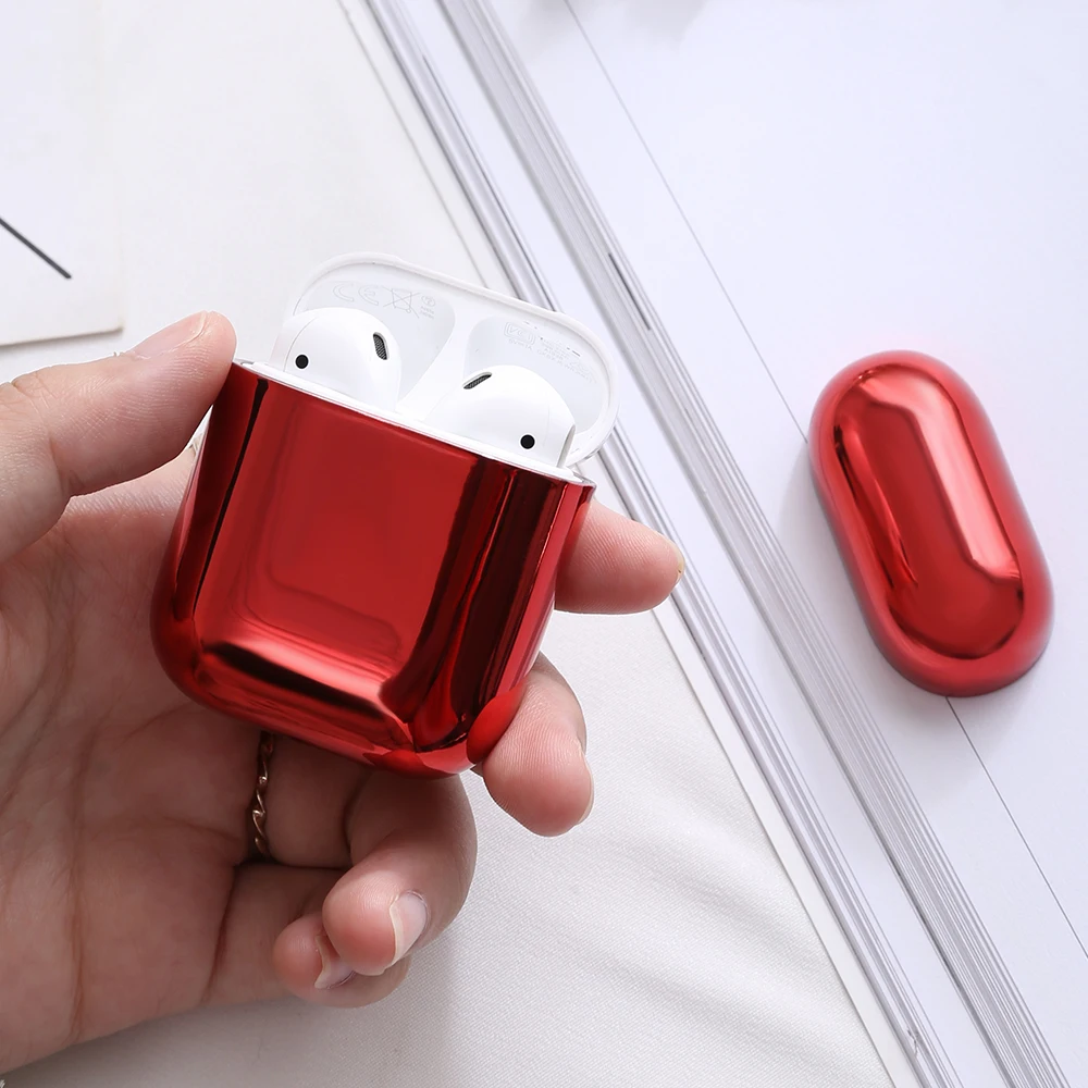 

Plating PC Protective Case For Airpods 1 2 Bluetooth Headset Charging Box Cover For Apple AirPods Cover Skin Accessories