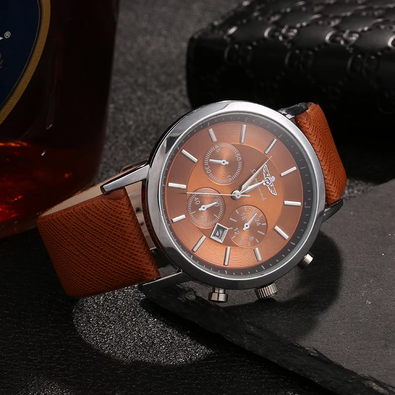 

2017 Mens Watches Brand Luxury Business Casual Quartz Sports Calendar Wristwatches Leather Strap Male Clock watch relogio mascul