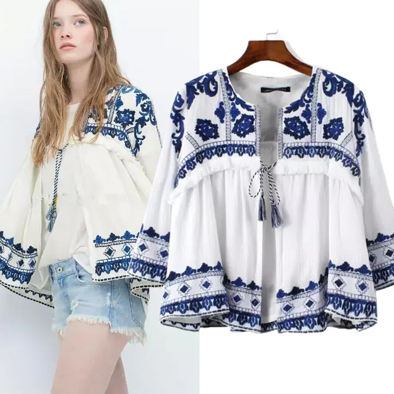 Ropa mujer 2016 azul de primavera blanca chaqueta Kimono para mujer bordado étnico Floral de lino chaqueta de la rebeca para mujeres|jacket work|clothes specialsjacket plaid - AliExpress