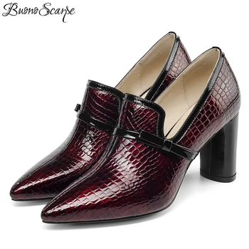 

Buono Scarpe Top Quality High Heels Genuine Leather Pointed Toe Party Shoes Woman Slip On Spring Summer Brand Office Pumps Shoes