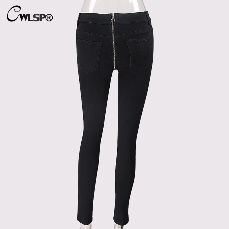 CWLSP Back Silver Zipper high waist Jeans For Women Skinny jeans Woman Sexy Pencil Pants Trousers pantalon jean femme QL3492 CWLSP Back Silver Zipper high waist Jeans For Women Skinny jeans Woman Sexy Pencil Pants Trousers pantalon jean femme QL3492