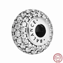 Эссенция чистый CZ баланс распорка Шарм бусины для женщин ювелирных изделий DIY Fit PANDORA Подвески Серебро 925 FE061