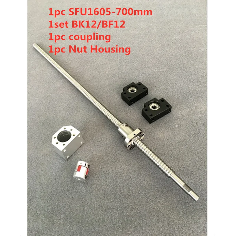 

1pc SFU1605 - 700mm Ballscrew + 1pc 1605 Nut Housing + 1set BK12/BF12 Support + 1pc 6.35x10mm Coupling