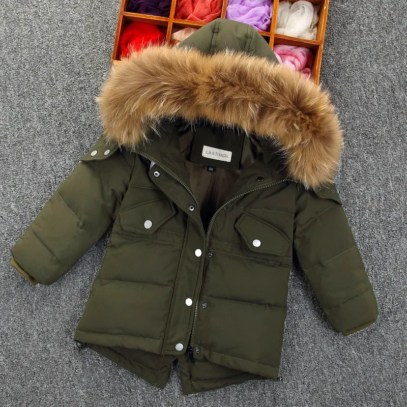 

Super Warm Kids Down Jacket for Winter Boys Girls Duck Down Solid Coat Fashion Children Brand Hooded Outwear Down jacket T37