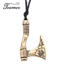 Teamer – pendentif en cuir couleur argent, bibelot, Viking, épée esclave, hache, symbole bouclier amulette, collier, bijoux