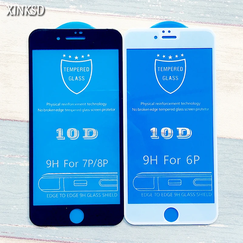Защитное стекло закаленное 10D для iPhone 6/7/8/6s Plus/9 H|Защитные стёкла и плёнки| |