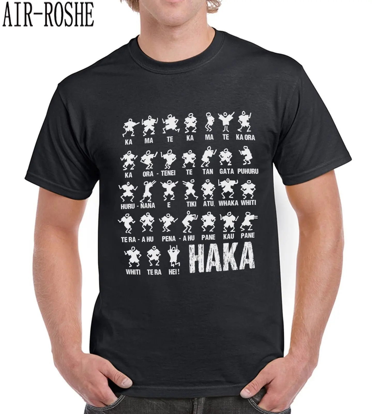 

Haka Action Silhouette Mens Womens New Zealand All Tshirt Top Black Funny Rugby Cool Casual pride t shirt men Unisex New