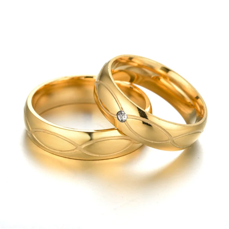 Ширина 6 мм Размер 5,5-14 высокое качество Титановая сталь классические обручальные кольца для влюбленных золотые свадебные украшения